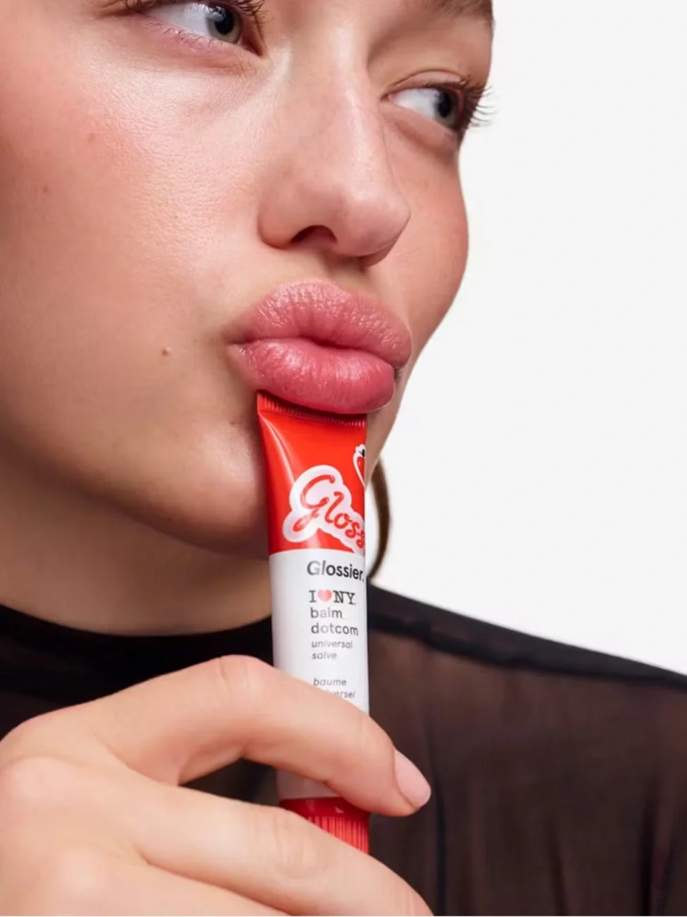 Glossier Balm Dotcom I ❤️ NY Lip Salve — Red & White Tube